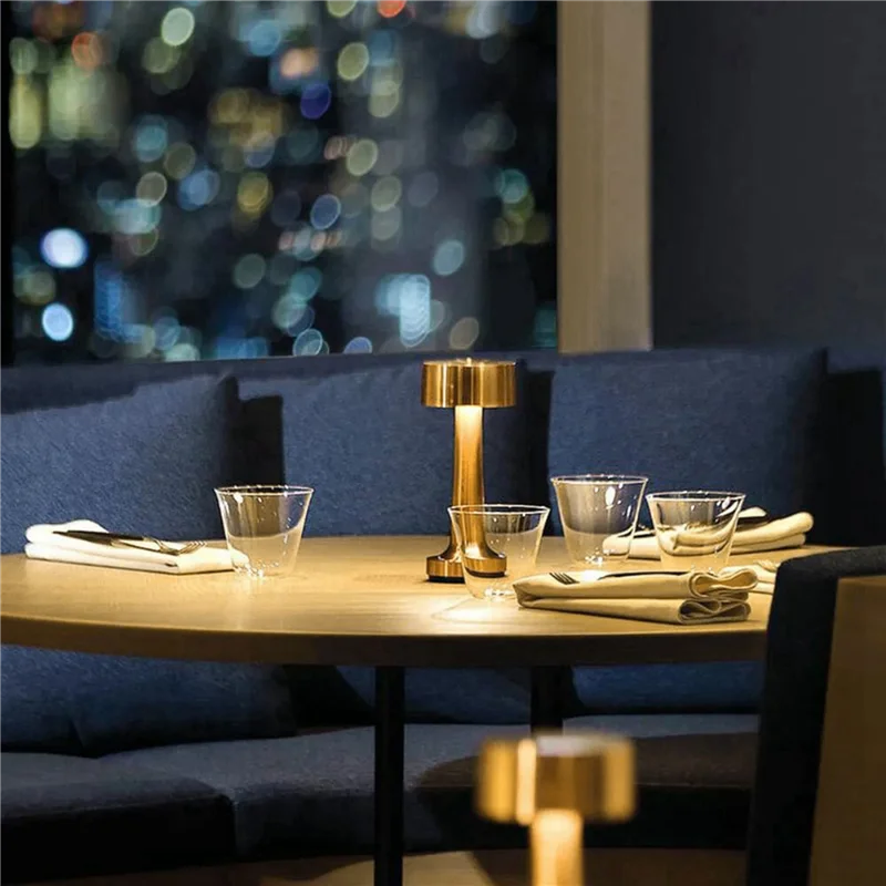 

【Flash Deal】3X Retro LED Rechargeable Touch Metal Table Lamp 3 Colors Dimmable Ambient Lights Desk Lamp Bar Room Decor Night Lig