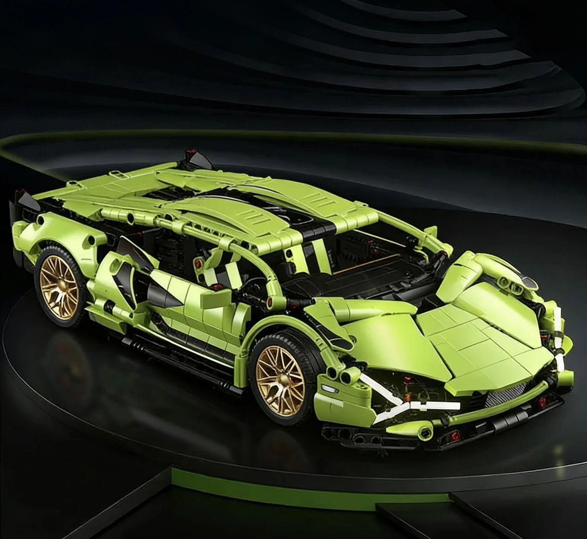 

Набор для сборки механической модели спортивного автомобиля 1:14 (1280 деталей), зеленый, подарок на день рождения и Рождество для мальчиков и девочек