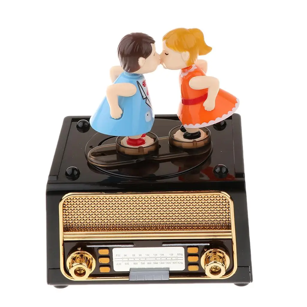Romantic Lover Kissing Music Box No Battery Wind Up Music Box Gift for Girls