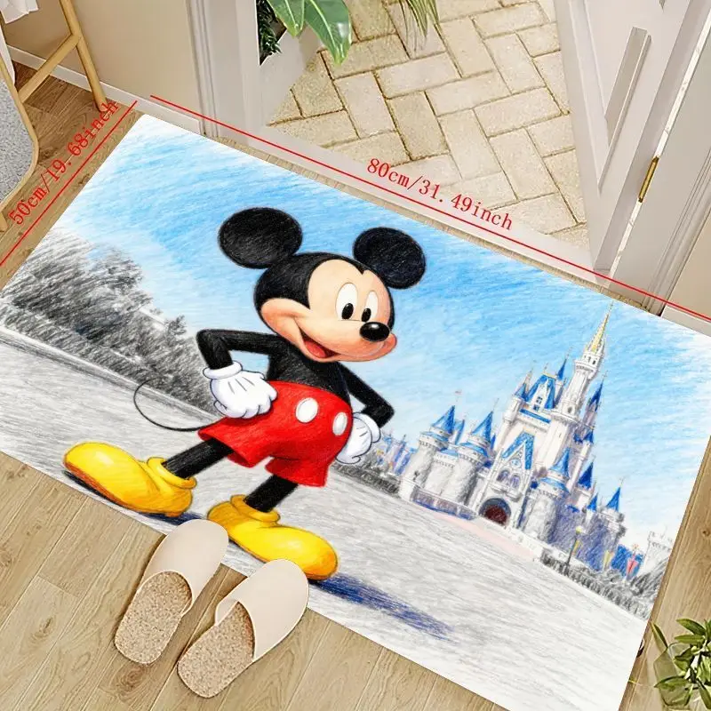 

1 шт., напольный коврик с изображением Микки Мауса Диснея, нескользящий мягкий впитывающий ковер для гостиной, спальни, детской игрой