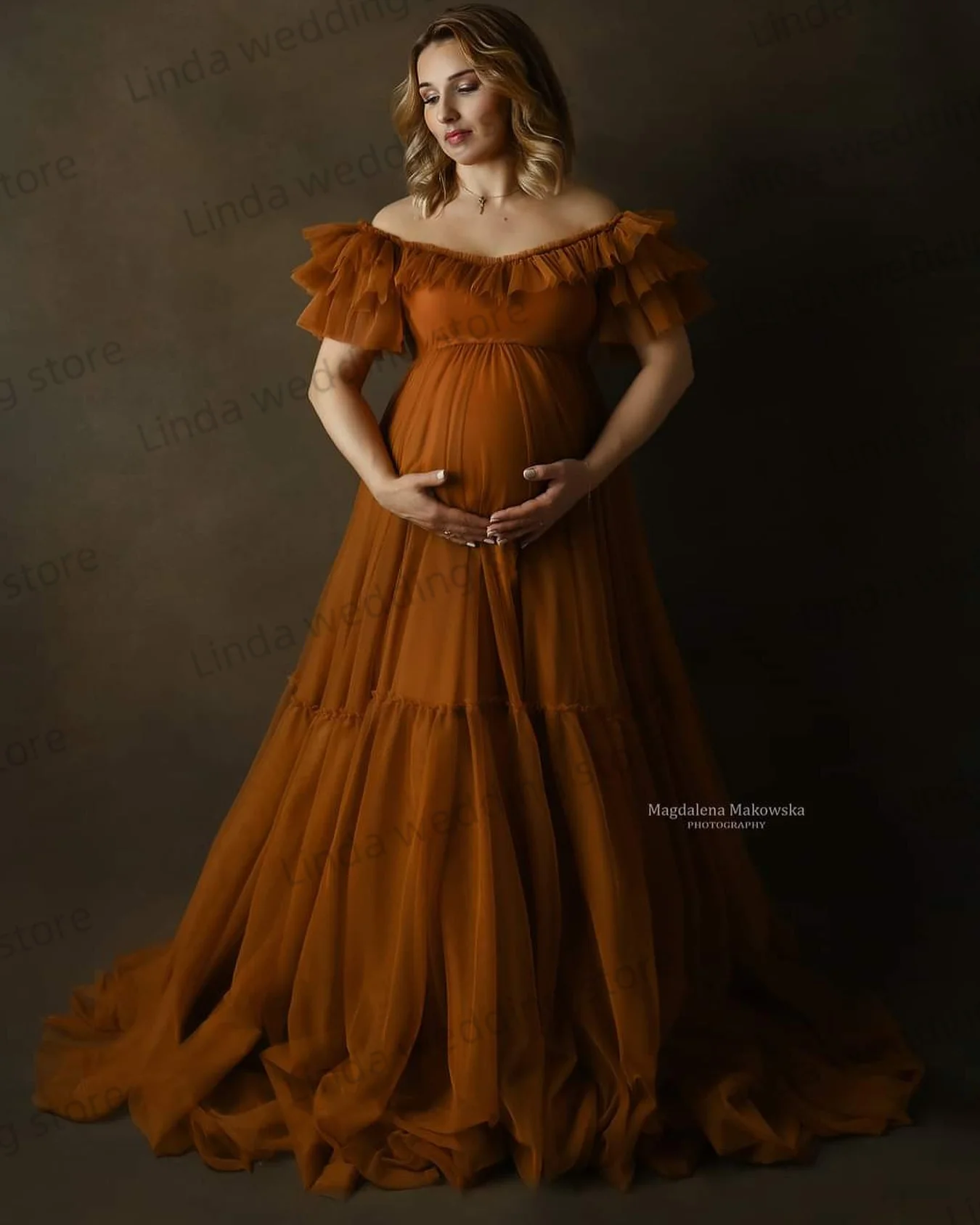 Elegant Maternity Gowns for Women A Line Empire Vestidos for Photo Shoot Dressing Short Sleeves  Babyshower Bathrobe Gowns