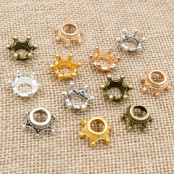 20pcs 14.5x6mm Alloy Loose Spacer Crown Beads Gold Silver Bronze Color Charms Beads for DIY Jewelry Making Bracelet Accessories