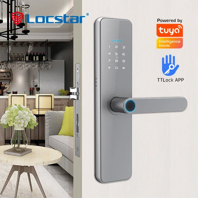 

Locstar Serrure Intelligente Digital Electric TTlock Security Digit Fingerprint Electronic Tuya Wifi Keys Handle Smart Door Lock