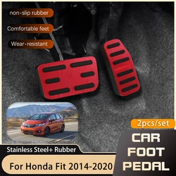 AT Stainless Steel Car Foot Pedals for Honda Fit Jazz GK3 GR1 2014~2022 Fuel Brake Footrest No Drilling Pedal Cover Accessories