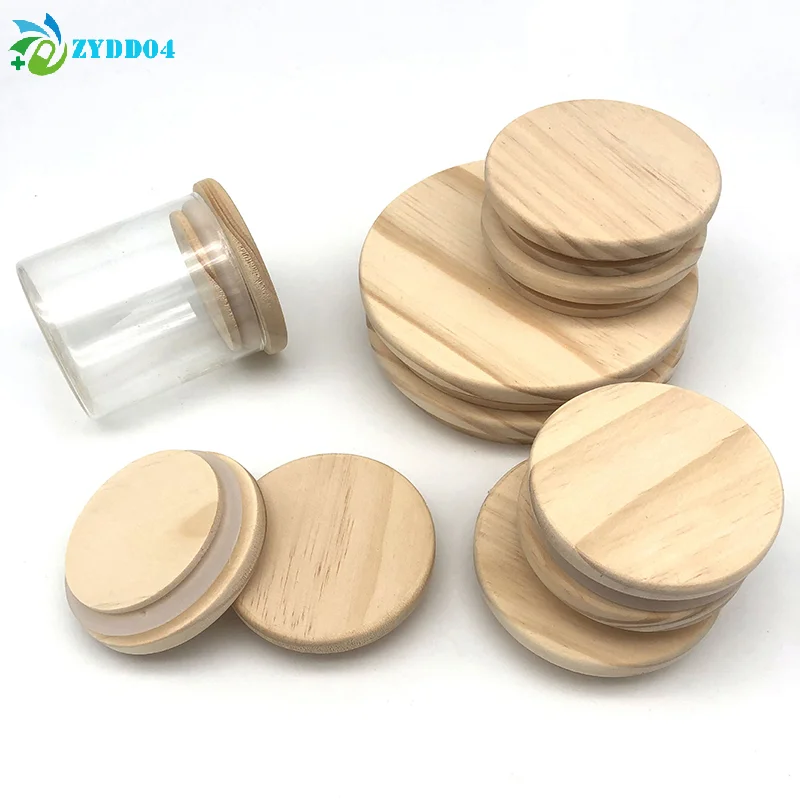 ●1PCS Wooden Lids Silica Gel Circle Seal Up Cover Pine Wood Cover Handmade Candle Cup Lid 50-130MM