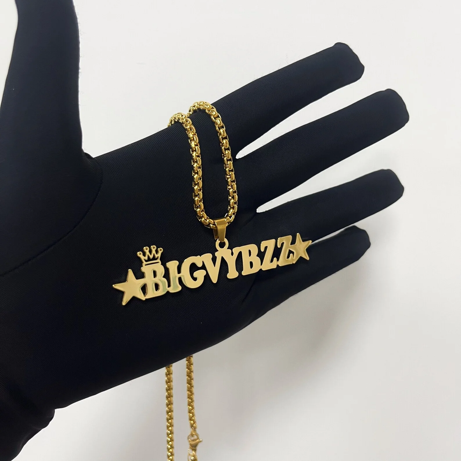 Customized 55cm Chain Name Necklace for Women Stainless Steel Star Crown Capital Letter Punk Exaggerated Necklace Jewelry Hiphop