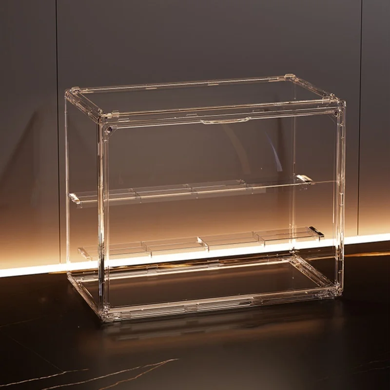 

Clear Display Case For Miniature Figures PET Stackable Display Box With Magnetic Door Detachable Shelves For Collectibles