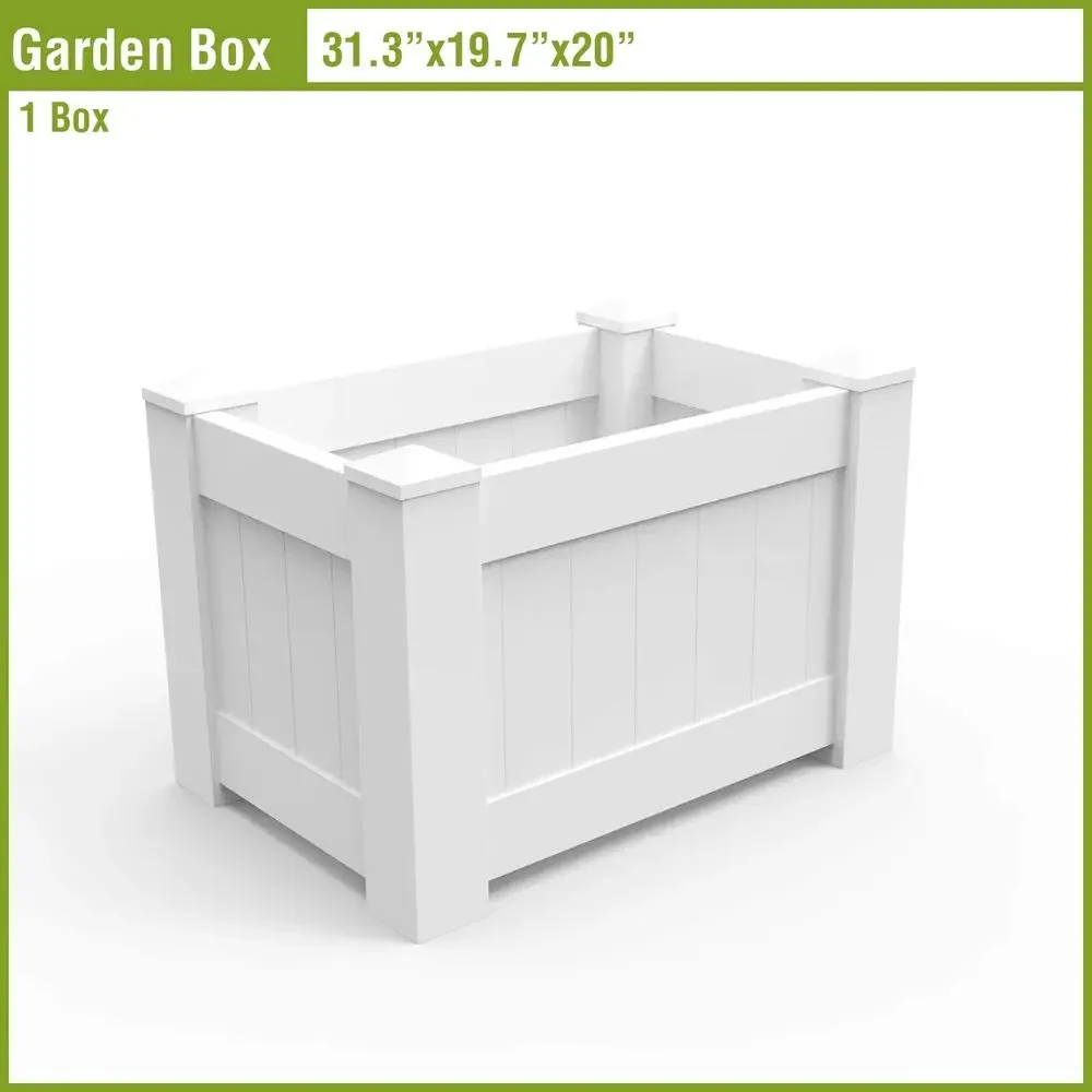 31 x 20 x 20 Elevated Garden Bed for Growing Vegetables and Herbs, White Vinyl DIY Planter