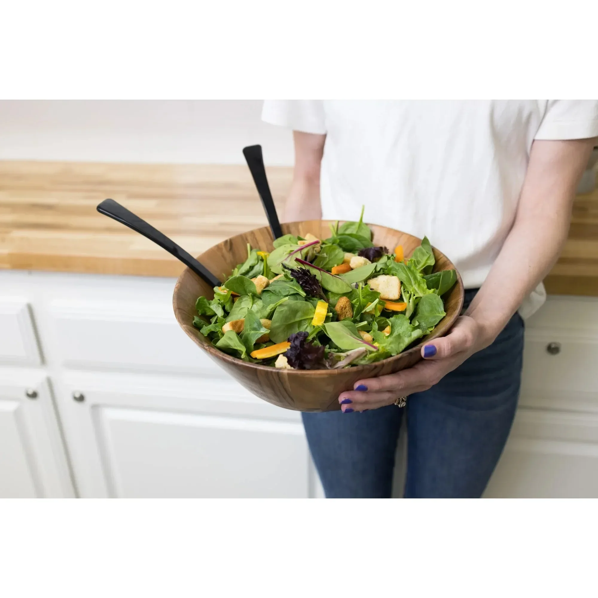 ชามไม้กระถินเทศทรงเหลี่ยมขนาดใหญ่ ดีไซน์แบบมุมเอียง ผิวธรรมชาติ สำหรับเสิร์ฟของว่าง ผลไม้ และอาหารว่างต่างๆ