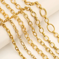 1M Heavy Chunky Hip Hop Chain Stainless Steel Frosted Oval Link Chains for DIY Men Jewelry Making Punk Necklace Bracelet Chain