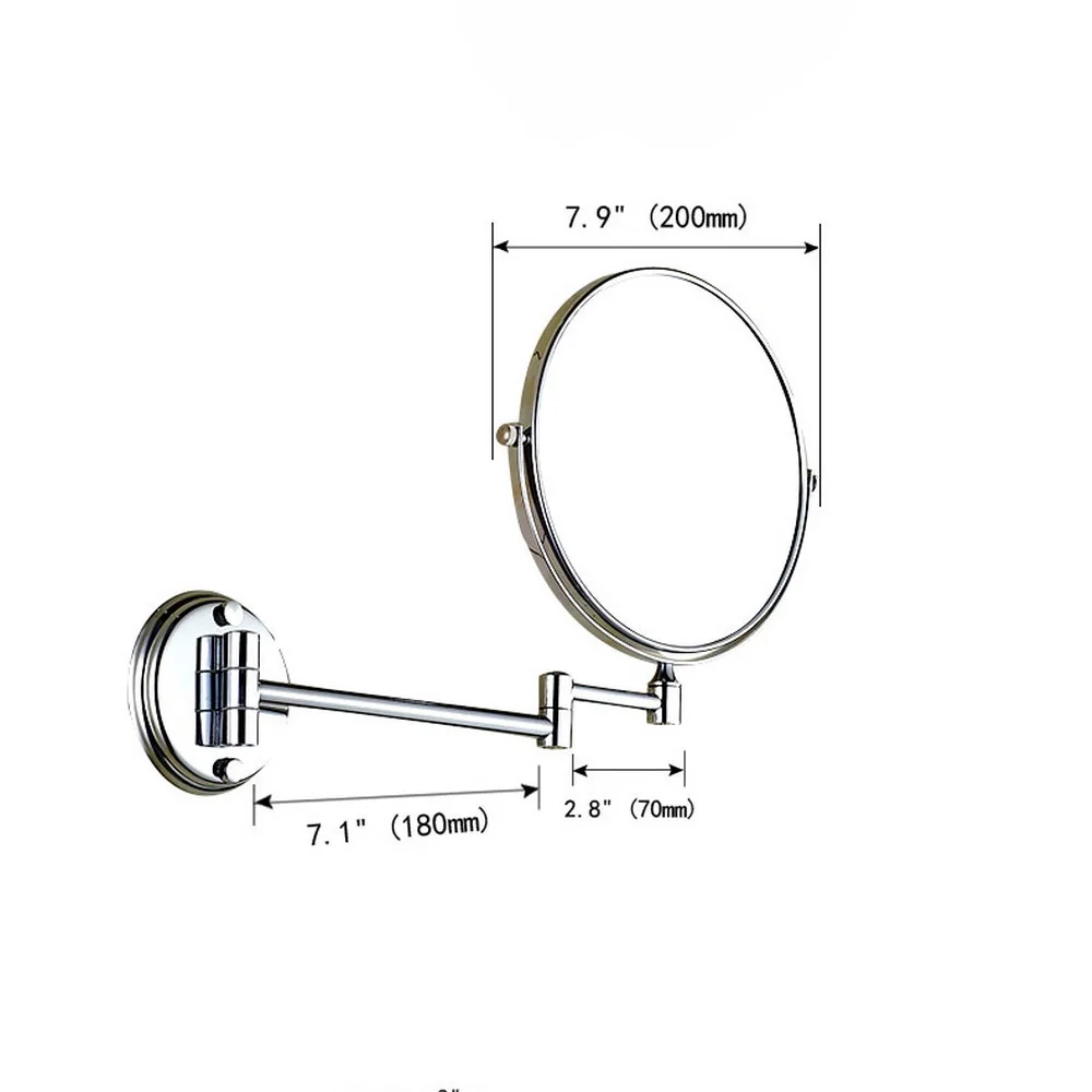 Dual Makeup mirrors 1:1 and 1:3 magnifier Chrome Cosmetic Bathroom Double Faced Bath Mirror wall mirror Wba626