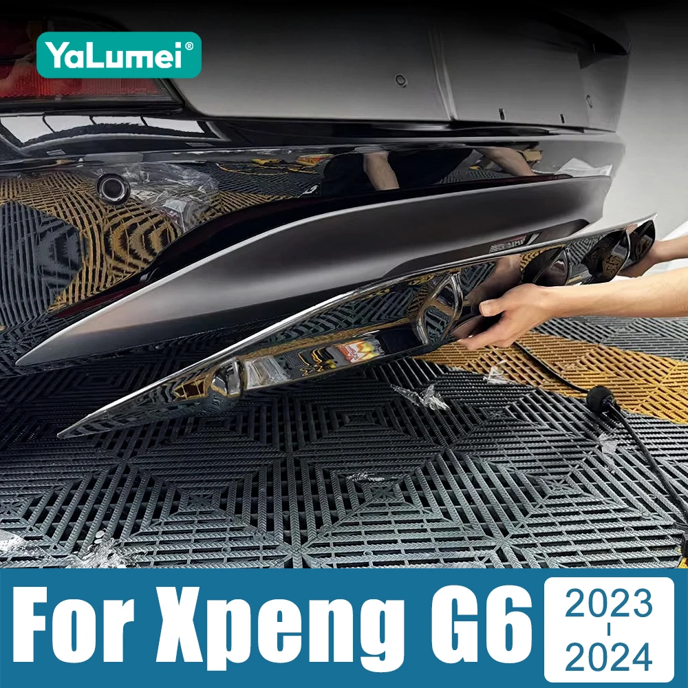 For Xpeng G6 2023 2024 Glossy Black Rear Bumper Diffuser Lip Car Exterior Modification Spoiler Splitter Body Kit Accessories