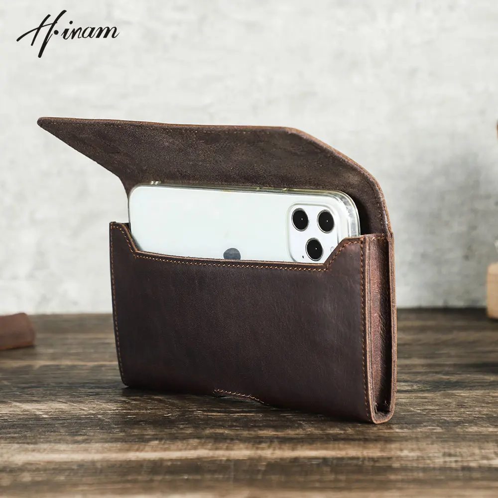 

Luxury 100% Cowhide Leather Phone Blet Case for iPhone 12 13 14 Pro MAX Mini 5.4-6.7 inch with Cover Zipper Pocket Card Holder