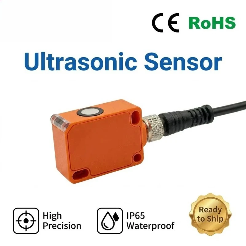 Ultrasonic Level Sensor PNP/NPN Proximity Switch with Square Compact Housing Distance Sensing 10-100mm Range