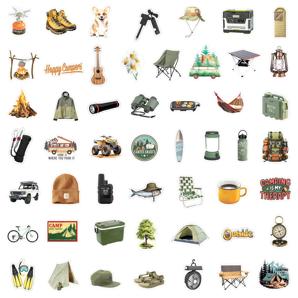 50 Pieces New Outdoor Camping Stickers - Waterproof Decor Decals for Camping Tents, Cars, Phones BulingBulingStickers Store