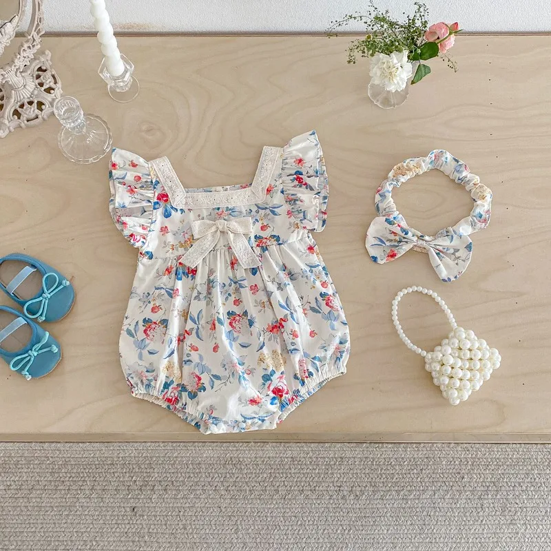 ZOETOPKID 2026 Summer Kids Princess Dress 0-24M Baby Girl Party bodysuit Flying Sleeve Cotton Infant Romper Children Clothes