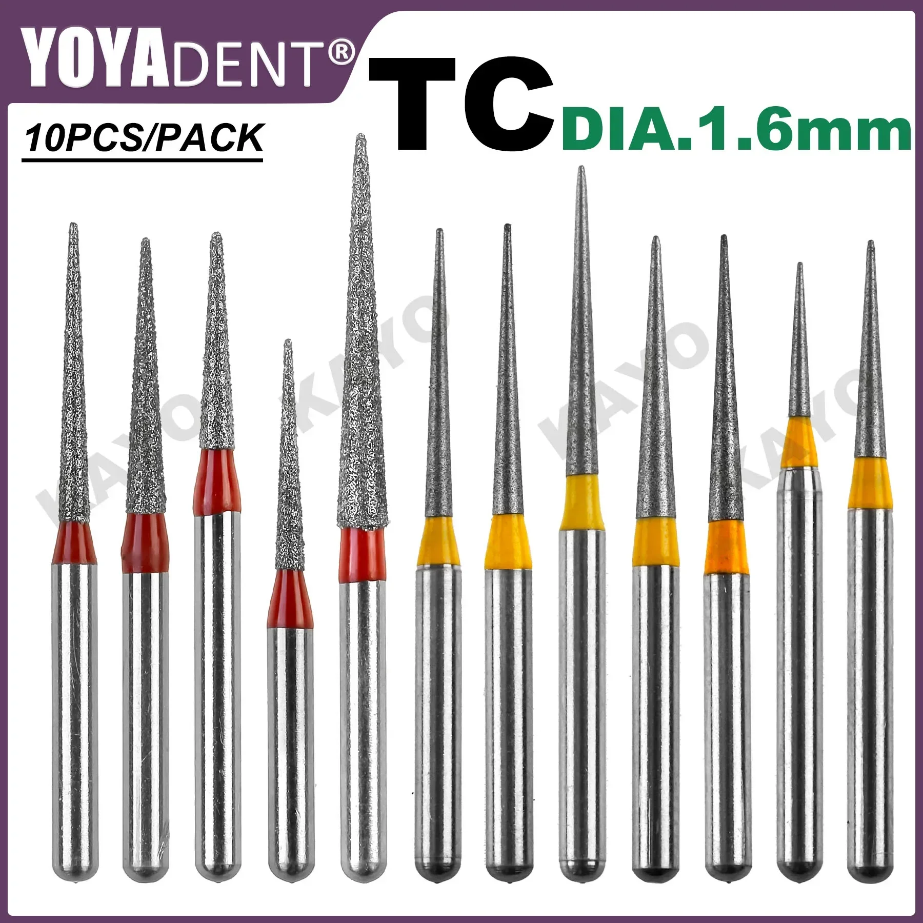 Tc fino extra fino dental burs diamante brocas odontologia para handpiece de alta velocidade laboratório dental polimento dia.1.6mm 10 unidades/pacote