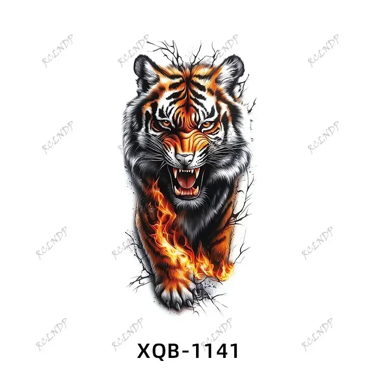 1/8PCSWaterproof Temporary Tattoo Sticker tiger lion Fake Tatto Flash Tatoo  Arm tatouage for Girl Woman Man
