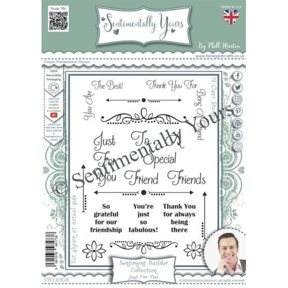 Sentimentally Yours Just for You Stamp Set 6 Sheets Greeting Sentences Stamps DIY Paper Craft Card Making Scrapbook October 2026