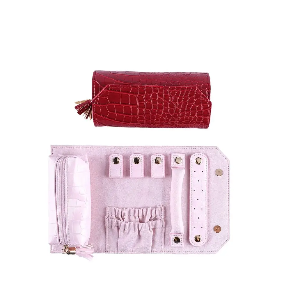 التمساح نمط الجلود والمجوهرات حالة انفصال مكافحة عثرة السفر مجوهرات المنظم حلقة أقراط قلادة