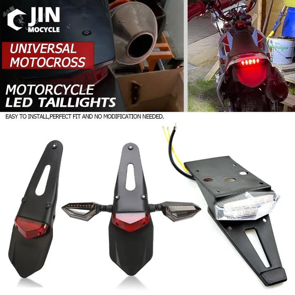 Universal Motocross Rear Fender Brake LED Stop Tail Light For BETA RR 250 300 350 390 400 430 450 480 2T 4T XTRAINER Accessories