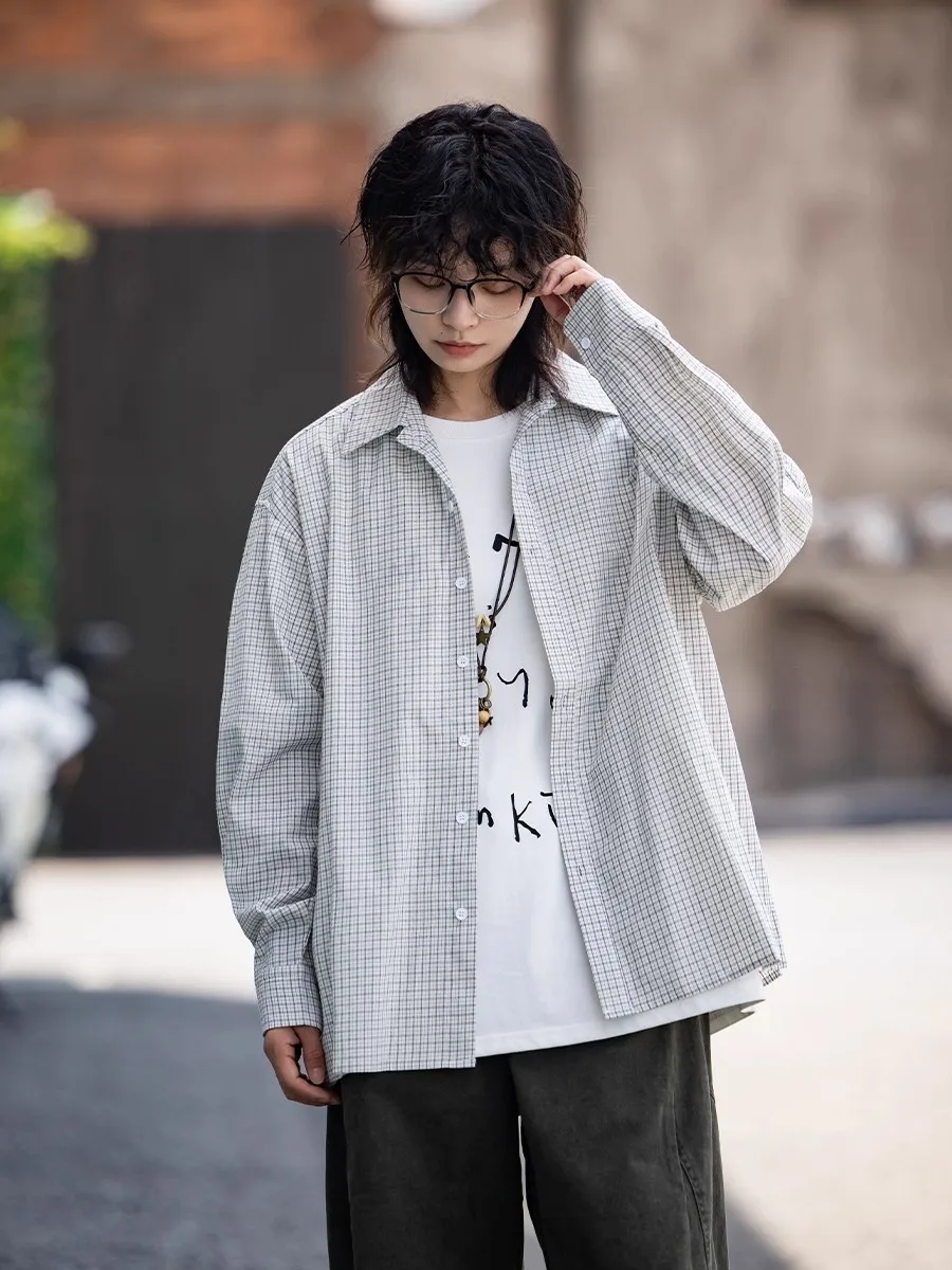 

Loose Casual Plaid irt Long Sve Retro Sle for Men And Women Spring Autumn Season Cotton Material Youth Faion Outerwear