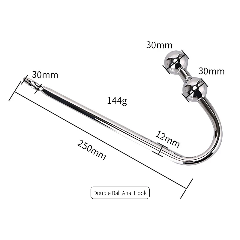 Stainless Steel Anal Hook with Anal Beads Hole Anal Hook Metal Butt Plug Anal Sex Toys Adult Product No Vibrator for men gay