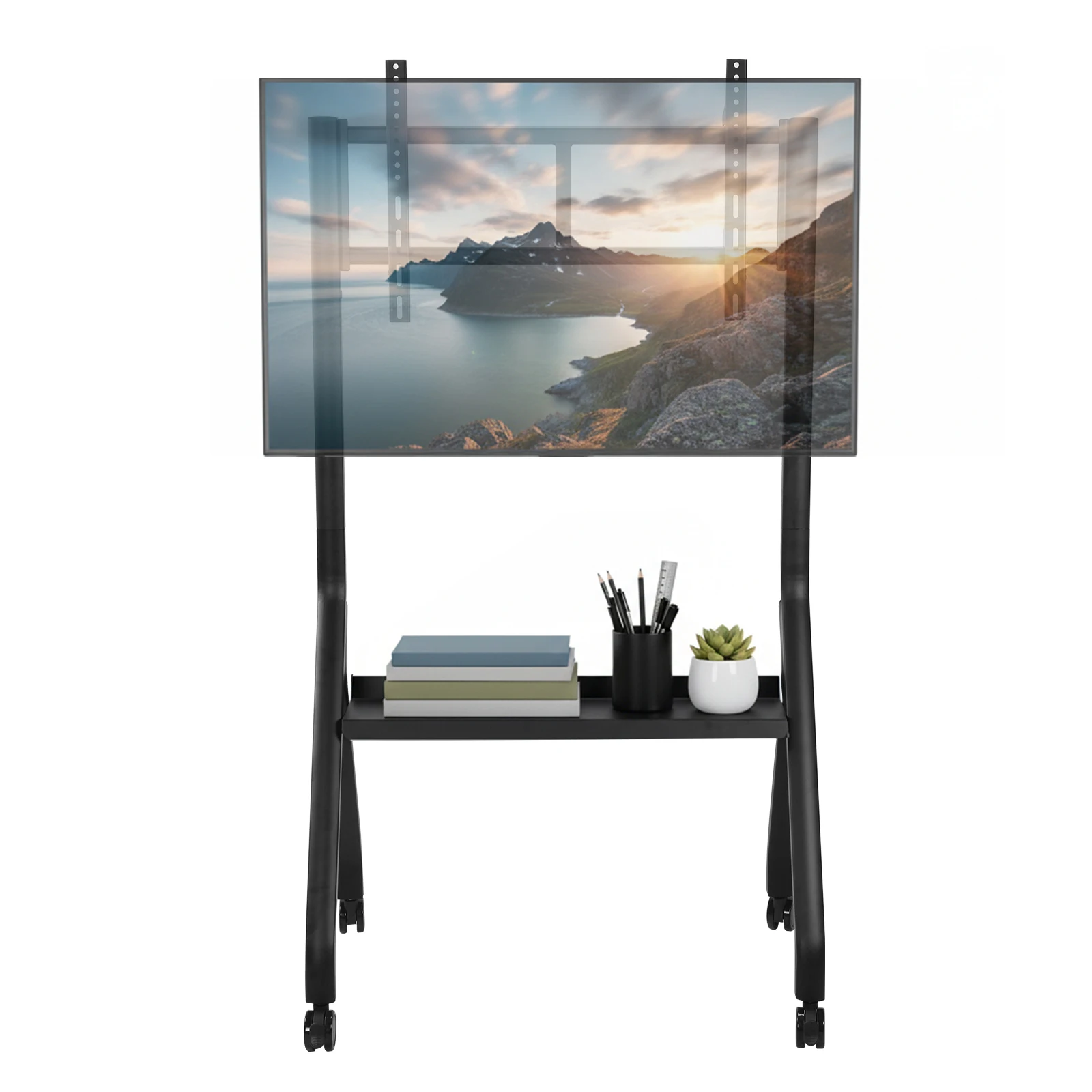 

Moving TV Stand for 42-75 Inch Screen Height Adjustable Movable TV Bracket Max Load Up To 210-Pound for Flat/Curved Panel Screen