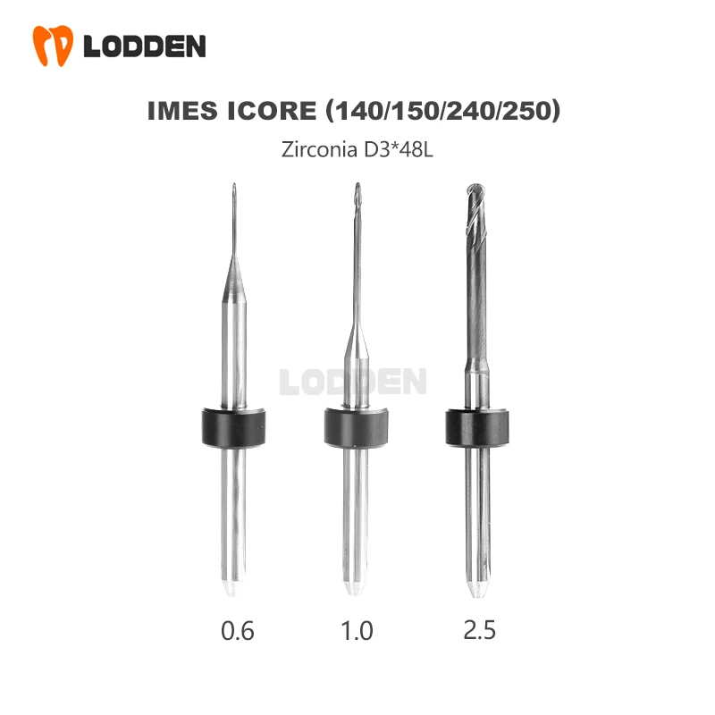 Dental Lab Milling Needle Grinding Zirconia Diamond for Imes-Icore 140i/150i /240i/250i Dental Burs 0.6/1.0/2.5mm Dentist Supply