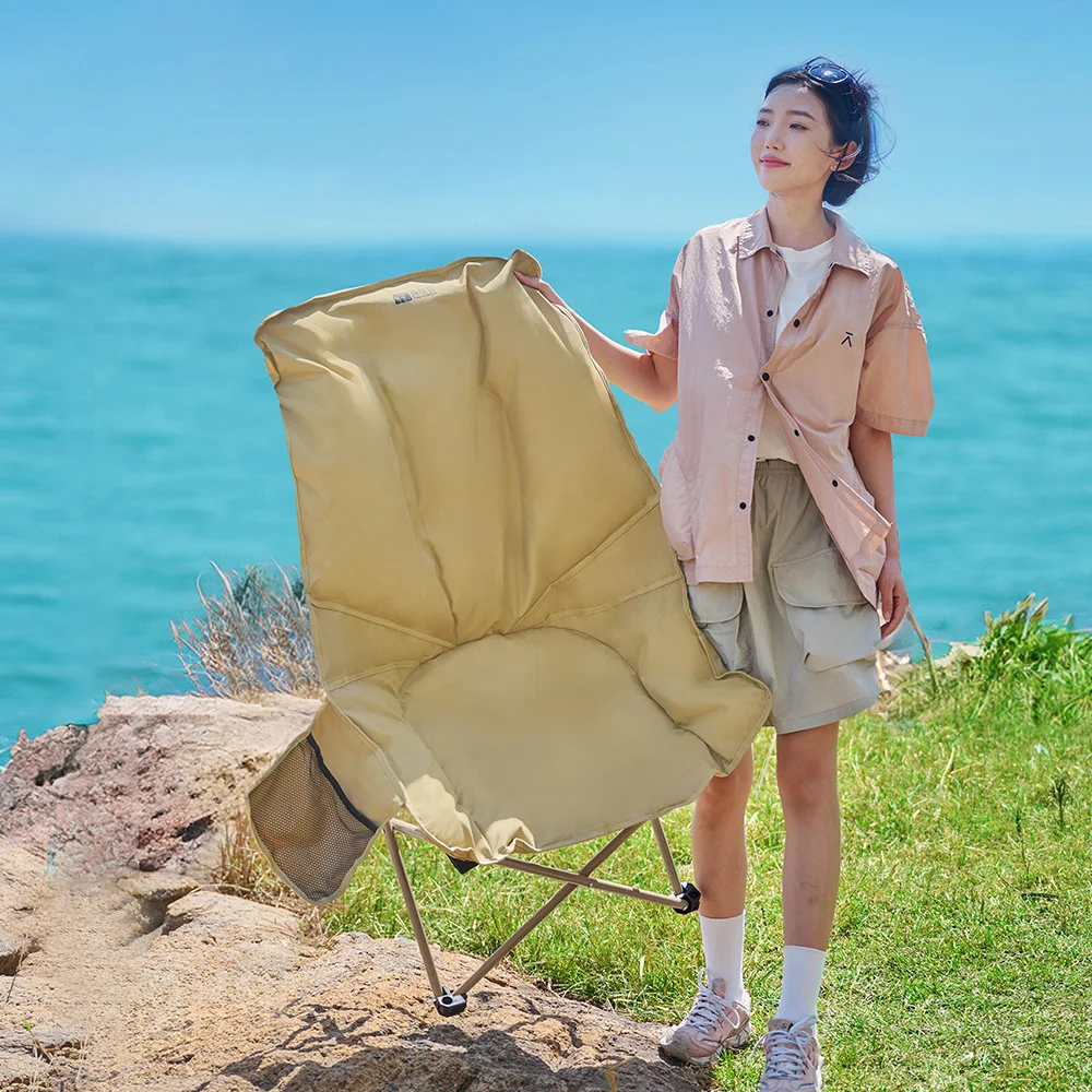 TXZ Outdoor Camping Folding Moon Chair High Back Adjustable Backrest Portable Seating Hiking Fishing Picnic Leisure Siesta Chair