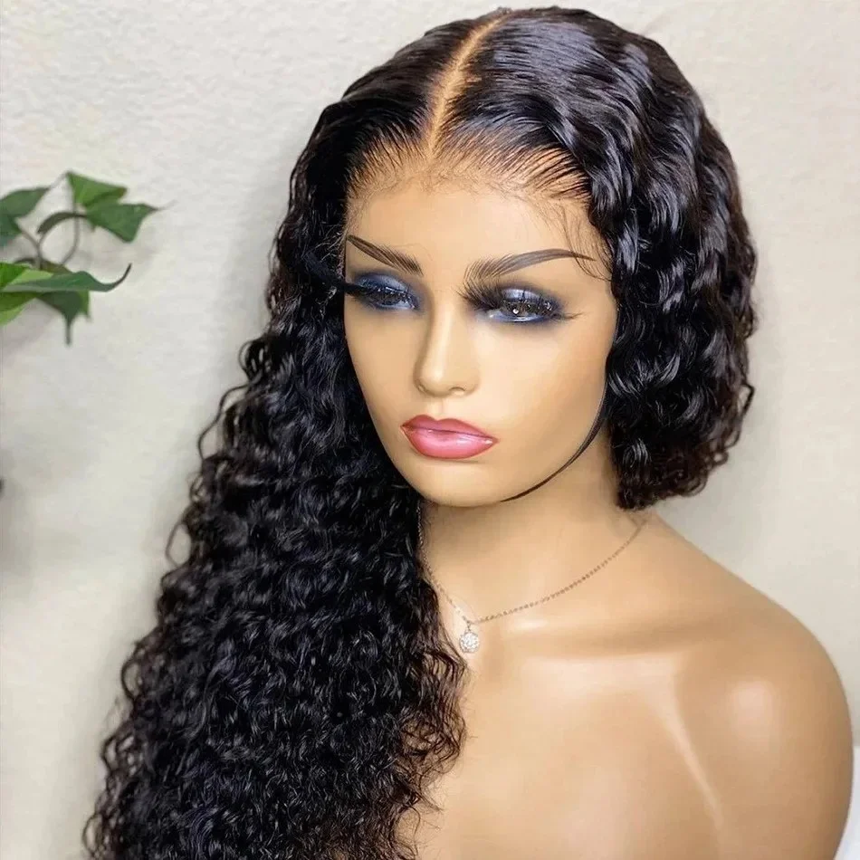 

Deep Curly Lace Front Human Hair Wigs For Women Pre Plucked Water Wave 13x4 13x6 HD Transparent Lace Frontal Wig 100% Human Hair