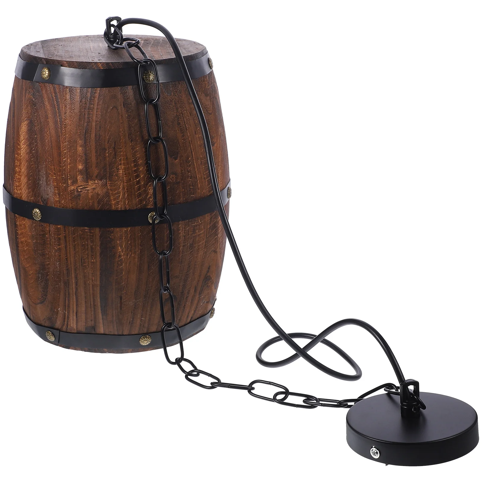

Vintage Industrial Pendant Light Rustic Wooden Barrel Design For Wine Cellar Cafe Bar Dining Room Hallway Staircase