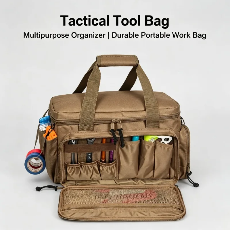 Tactical Tool Bag Non-Slip Base Multipurpose Organizer Durable Portable Work Bag Multi Purpose Storage for Handyman Carpenter