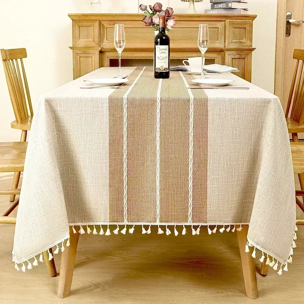 

Nordic Tassel Cloth Tabl Embroidered Leaf American Tablecloths For Events Rectangular Jacquard Coffee Table Cover