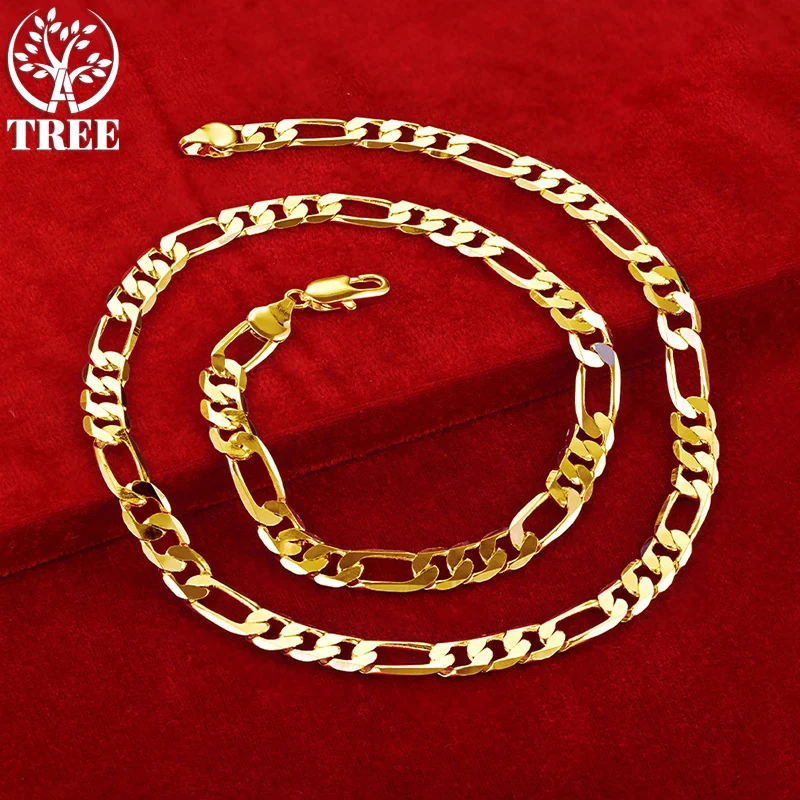 

ALITREE 24K желтое золото 8 мм боковая цепь плетение «Фигаро» ожерелья для мужчин и женщин модное искусственное свадебное обручальное ювелирное изделие подарок на день рождения