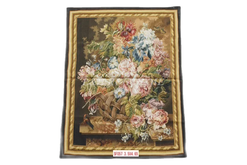 

Free Shipping 3.5'x4.65' Handmade wool aubusson tapestry gobelin carpet, wall hanging tapestry wool tapestry paintings