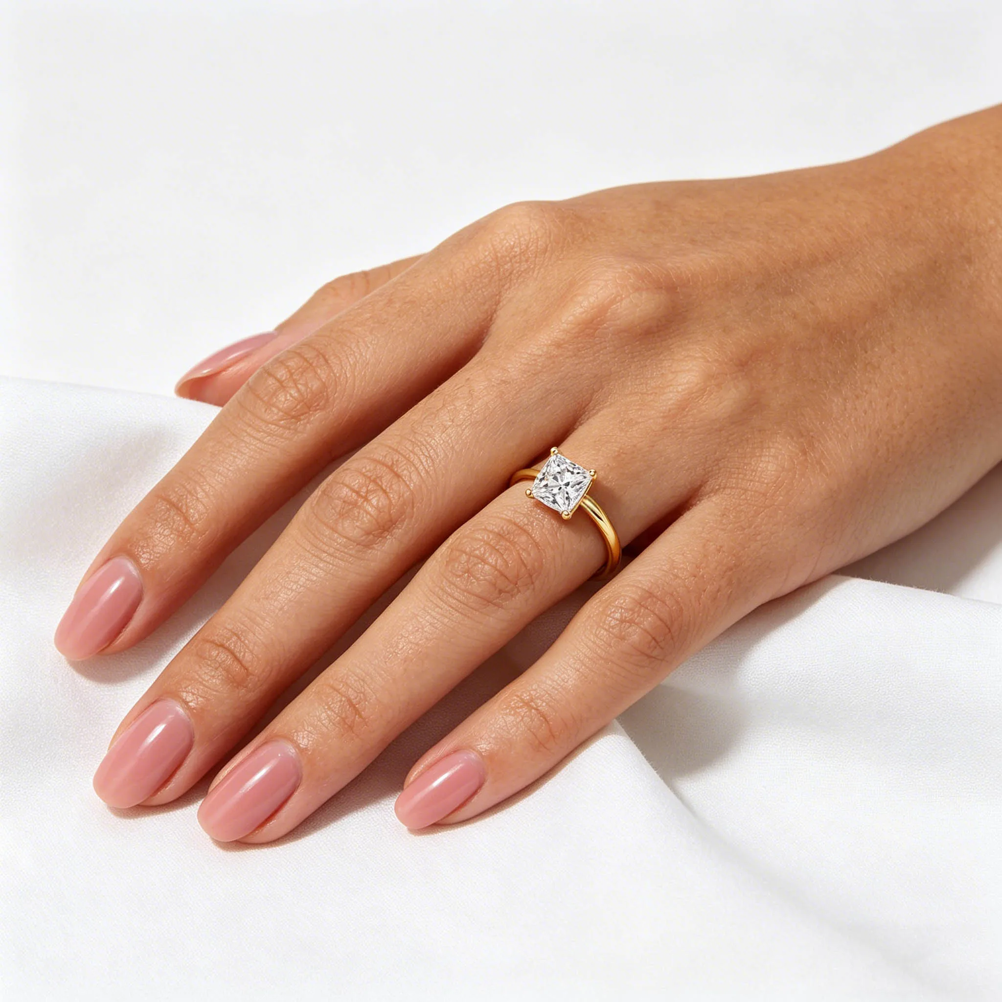 Szjinao Classic 1ct Princess Cut Moissanite Ring 14k Gold 100% With Certificate Engagement Wedding Party Fine Jewelry For Woman