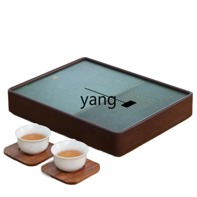 ZL tea tray Brass solid wood tea room Chinese retro single-layer exquisite one-person kung fu tea tray