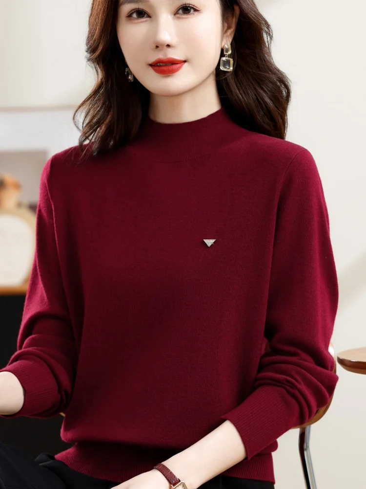 

Faionable Knitted Woolen Base irt Loose Fit Color f High Collar Women's Sweater ape Casual Sle