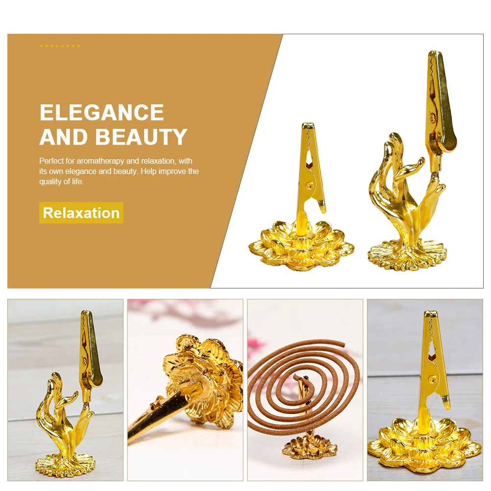 

2pcs Buddha Hand Incense Clips Premium Wear Resistant Material Smooth Easy Clean Retro Design For Aroma Therapy Study Bedroom