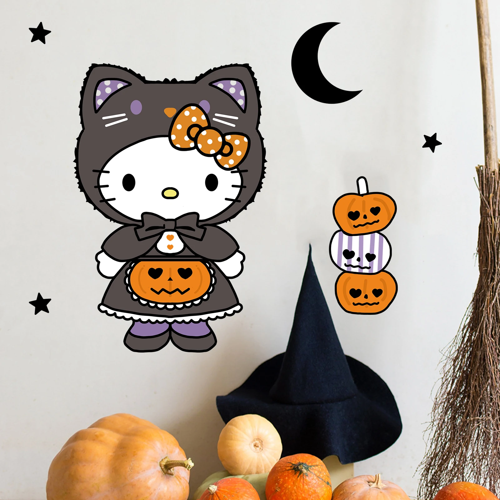 سانريو هالوين الديكور HelloKitty اليقطين الساحرة / مصاص دماء الرعب جو ملصقات الزخرفية، ملصقات جدار رائعة