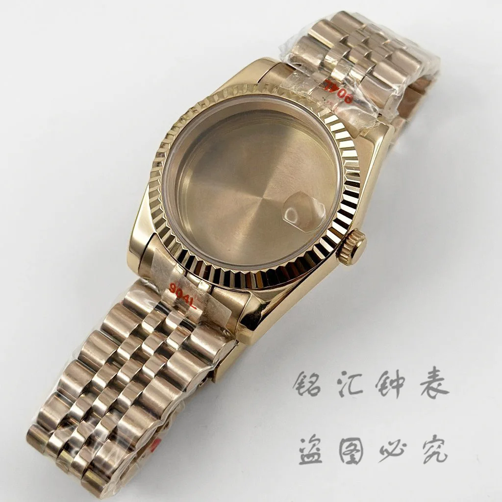 36MM/40MM Fluted Curved Glide Lock Clasp Strap Sapphire Crystal Watch Case For NH34 NH35 NH36 NH38 NH70 NH72 ETA 2824 Movement image 3