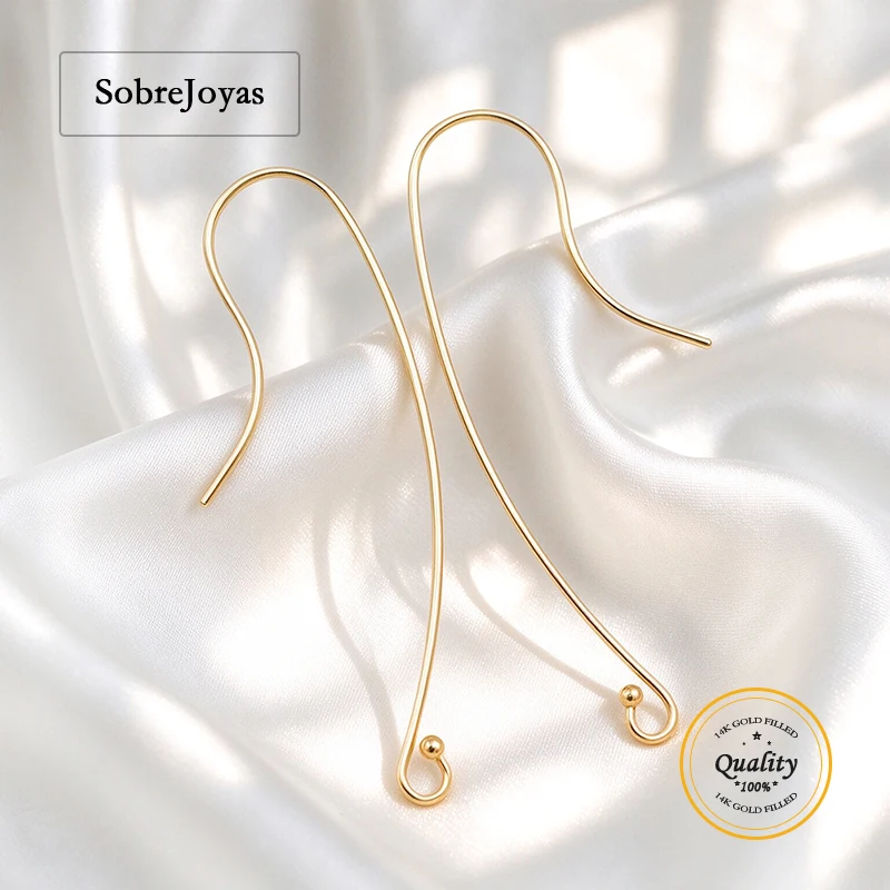 14K Gold Filled Ear Wire Long Ball End for DIY Earrings Jewelry Making Clasps Accessories