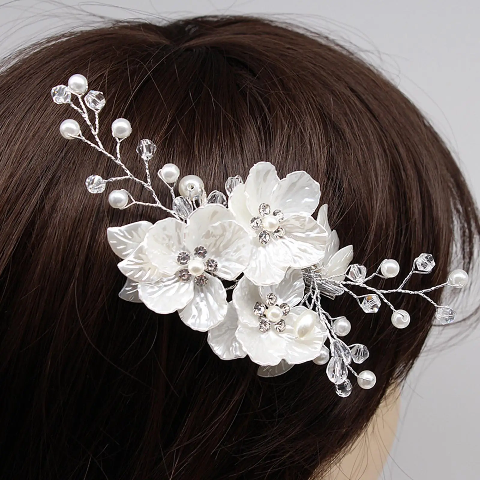 Crystal Pearl Flower Hair Clip Floral Style Barrette Bride Hair Jewelry Bridesmaid Wedding Bridal Hair Accessories