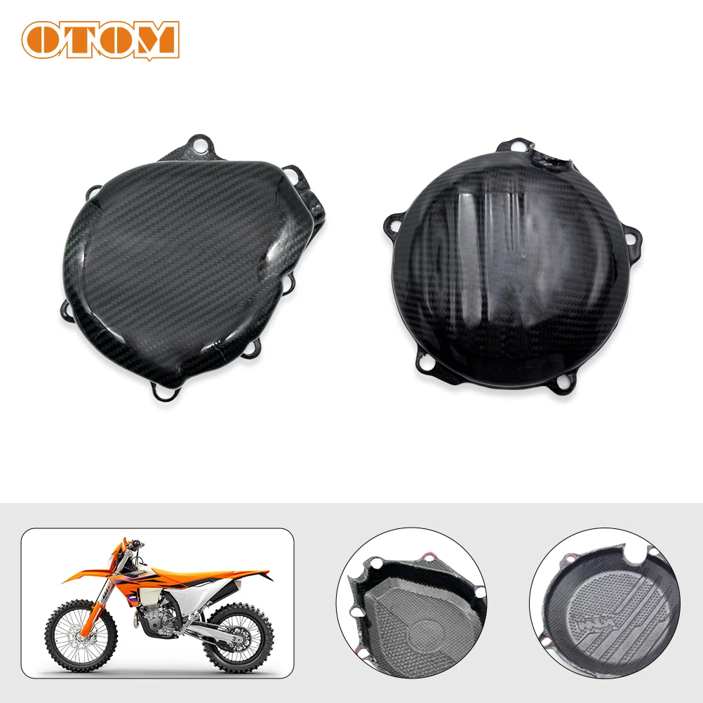 OTOM 2024 Motorcycle Crankcase Ignition Clutch Cover Guard Carbon Fiber Protector Lid For KTM HUSQVARNA GASGAS XCFW XWF FE EC EW