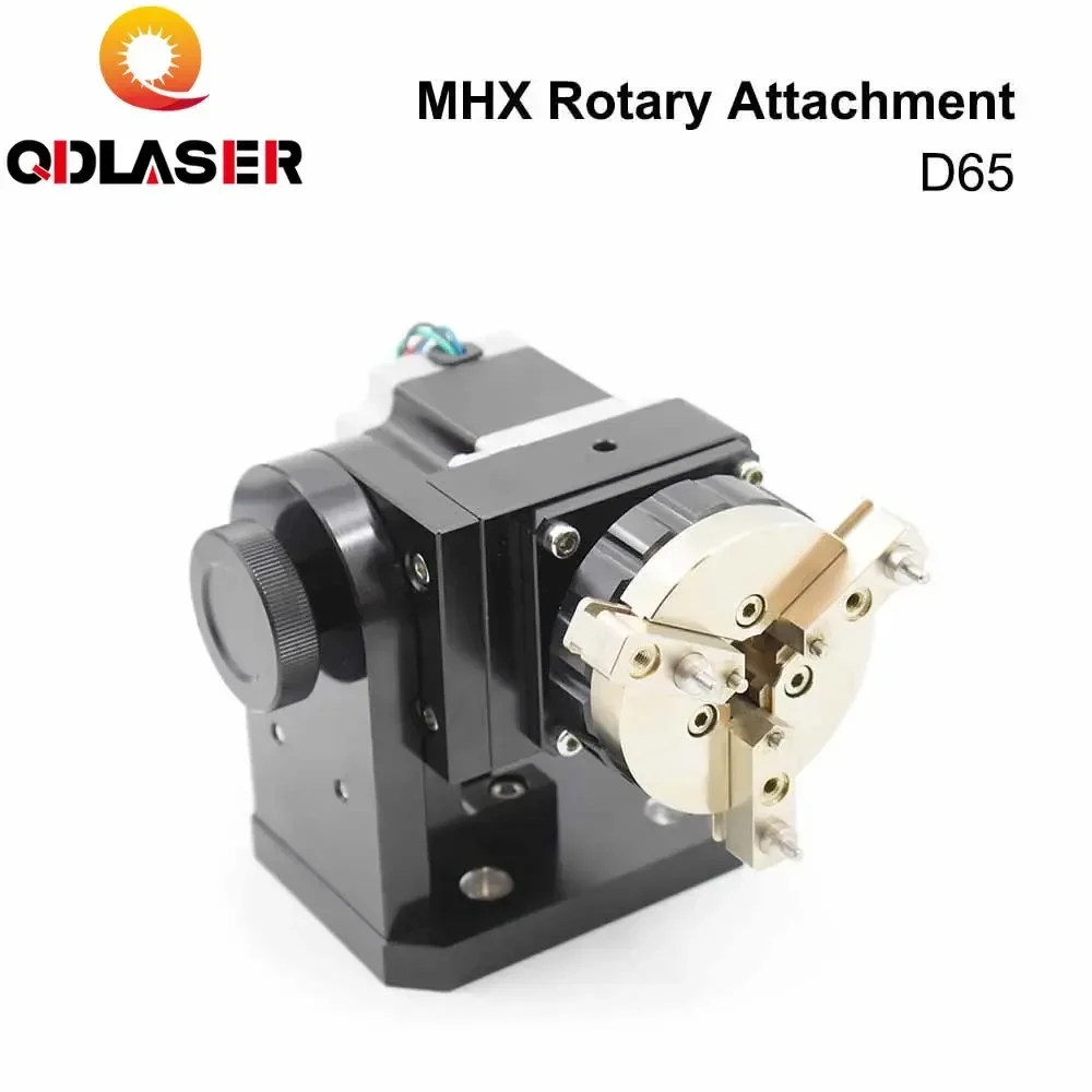 QDLASER Rotary Engraving Attachment with Chucks Max Dia. 65mm 125mm for Laser Marking Machine