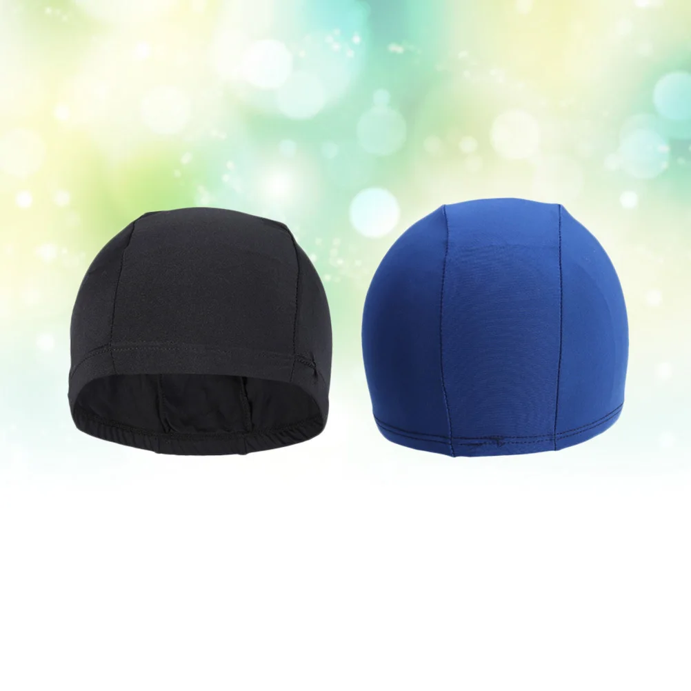 

Adult Pure Color Swimming Cap Polyester Fabric Elastic for Men and Women Non-Waterproof Swim Hat Protects Hair Ears Head from