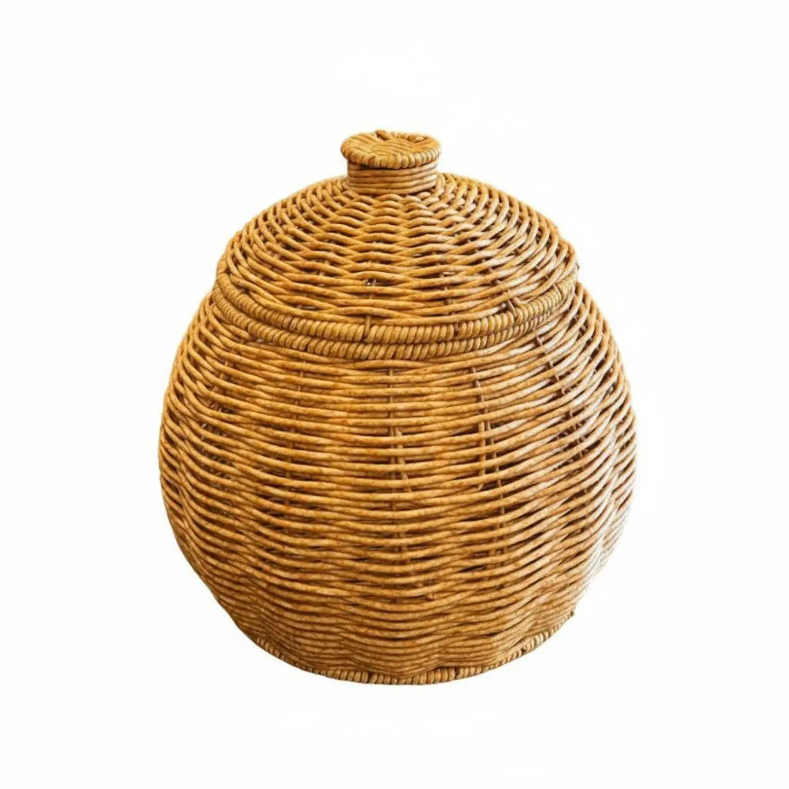 Woven Basket with Lid and Legs Handwoven Rattan Design Tripod Basket for Desktop