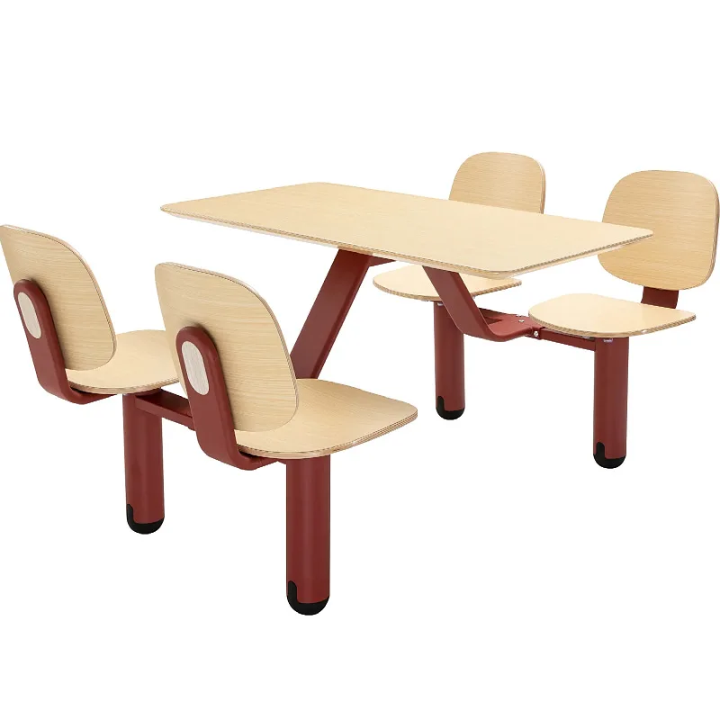 Siamese dining table and chair commercial table and chair combination school canteen staff canteen bench complete set of four