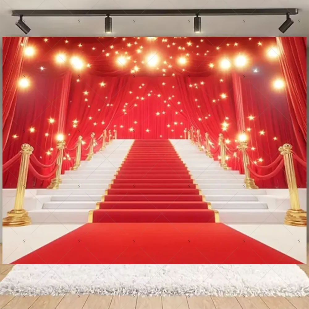 Filmabend-Themen-Hintergrund: Hollywood-Roter Teppich, Film-Event-Kulisse, Erwachsenen-Geburtstagsparty-Dekoration, Fotografie-Banner – Detail 1